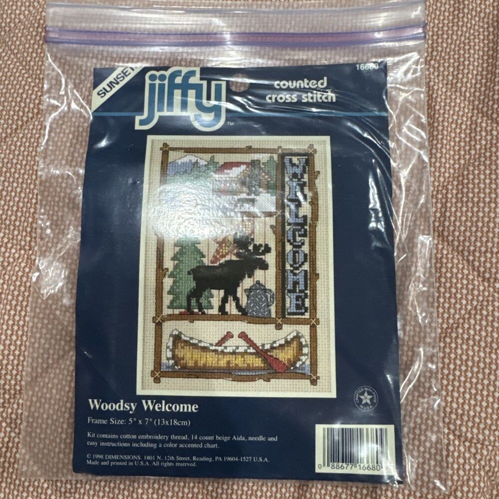 Sunset Jiffy Counted Cross Stitch Woodsy Welcome 16680